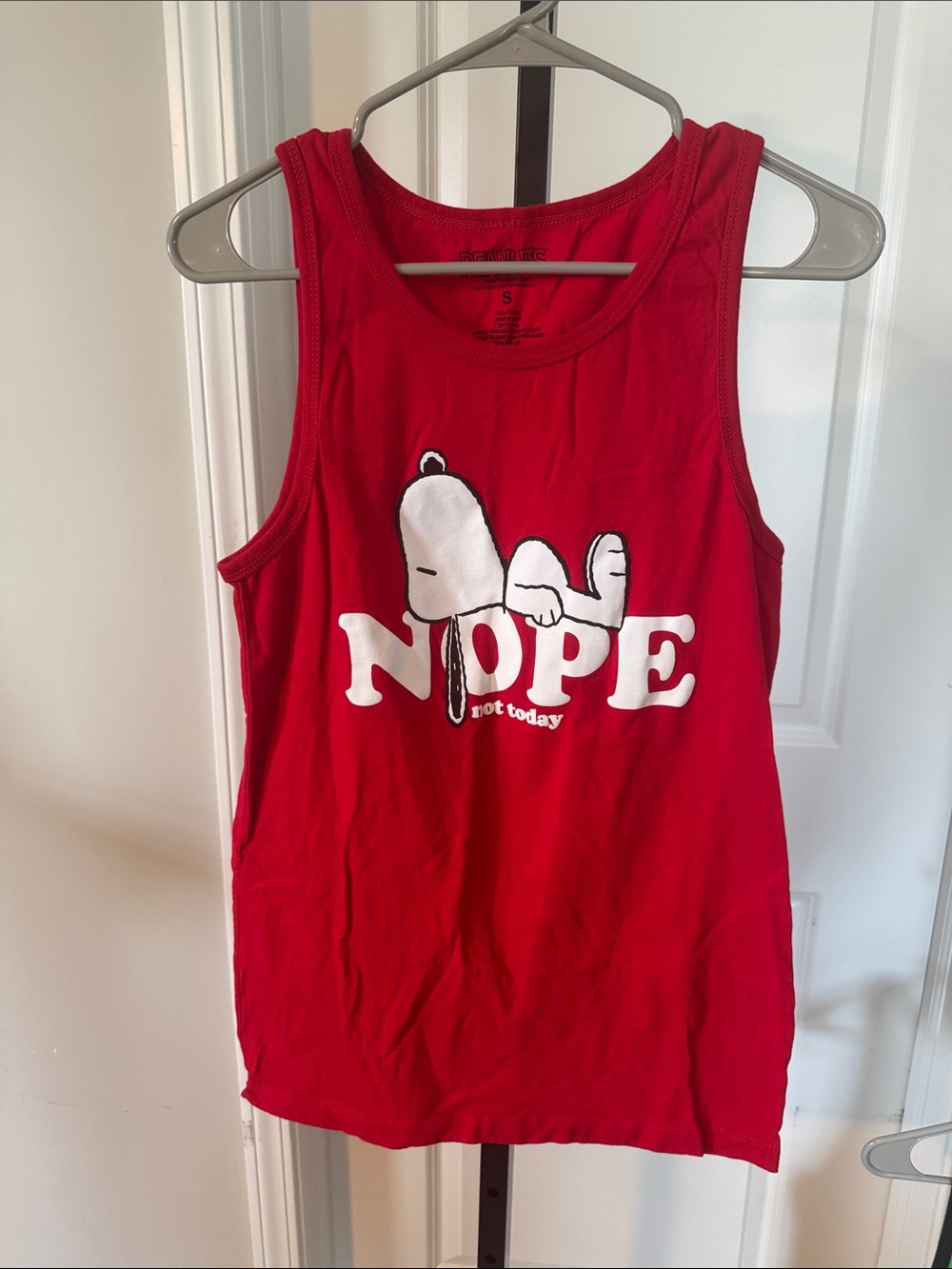 Peanuts Red Tank Top with Snoopy "NOPE" Graphic